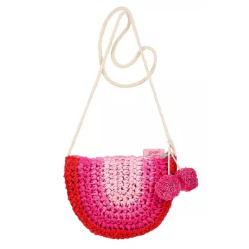 Souza! bolso bandolera infantil de paja con pompones colgantes Alies rosa