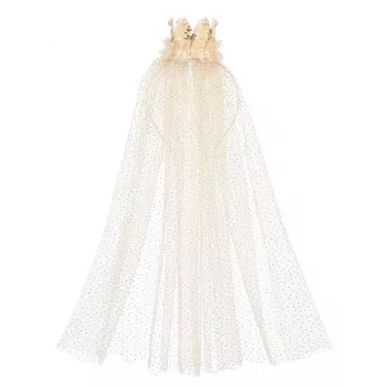Souza! Diadema Chava con velo de tul y minicorona dorada
