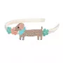Souza! Diadema con flores de purpurina y perro salchicha Puck