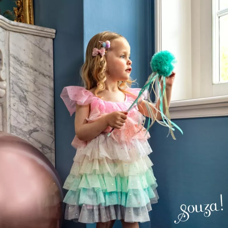 Souza! Disfraz de vestido de tul de princesa arcoíris Fenne para niñas 3-4 años
