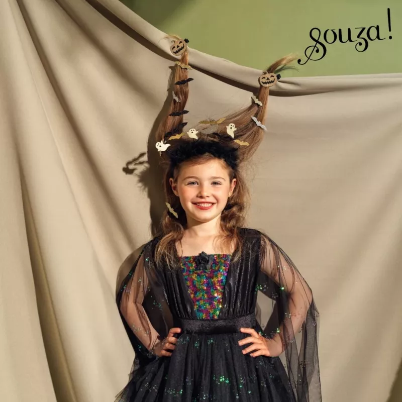 SOUZA! Vestido de disfraz de bruja Agatha con luces LED para niñas 5-7 años
