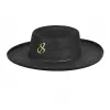 Souza! Sombrero de mosquetero Vega - Negro con pluma roja y ribete dorado