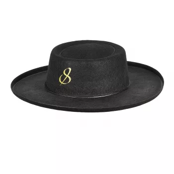 Souza! Sombrero de mosquetero Vega - Negro con pluma roja y ribete dorado