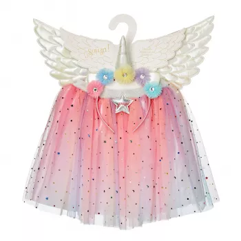 Souza! Set de disfraz de hada Celestia 3 piezas: falda, diadema, alas para niñas 3-4 años