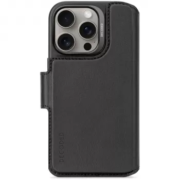 Decoded cartera desmontable de piel para iPhone 16 Pro - Negro