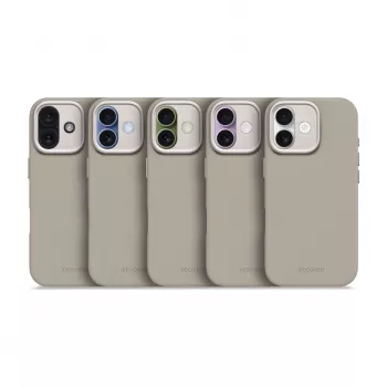 Funda trasera de silicona AntiMicrobial Decoded para iPhone 17 compatible con MagSafe Soft Taupe