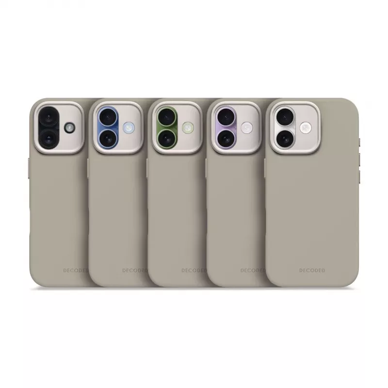 Funda trasera de silicona AntiMicrobial Decoded para iPhone 17 compatible con MagSafe Soft Taupe