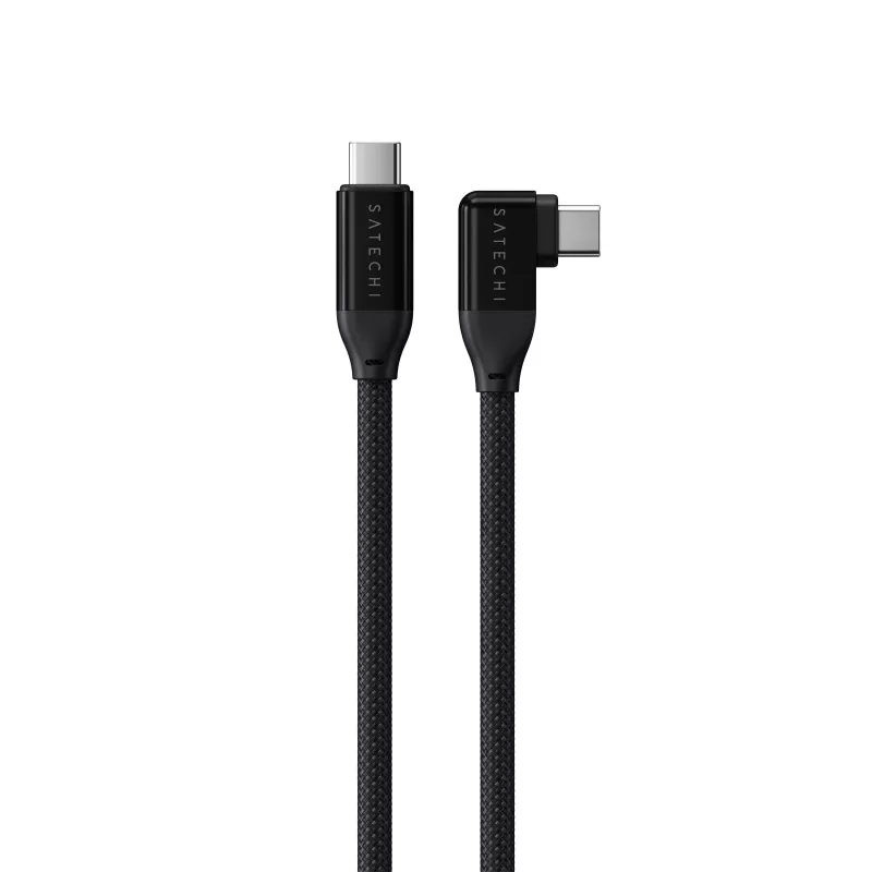 Satechi cable USB-C en ángulo recto de 1m con Power Delivery de 240W y transferencia de datos de 20Gbps - negro