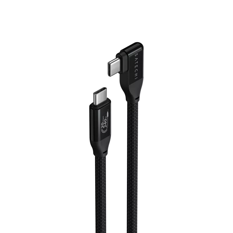 Satechi cable USB-C en ángulo recto de 1m con Power Delivery de 240W y transferencia de datos de 20Gbps - negro