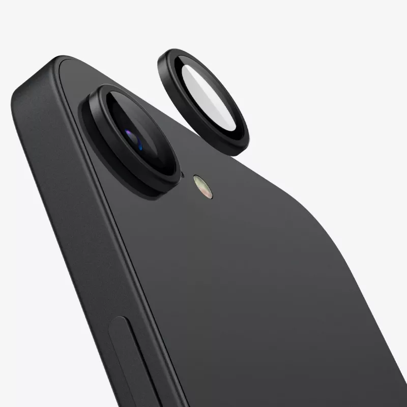Spigen Optik Pro Glas.tR EZ Fit pack de 2 protector de cámara para iPhone 16E/17E negro