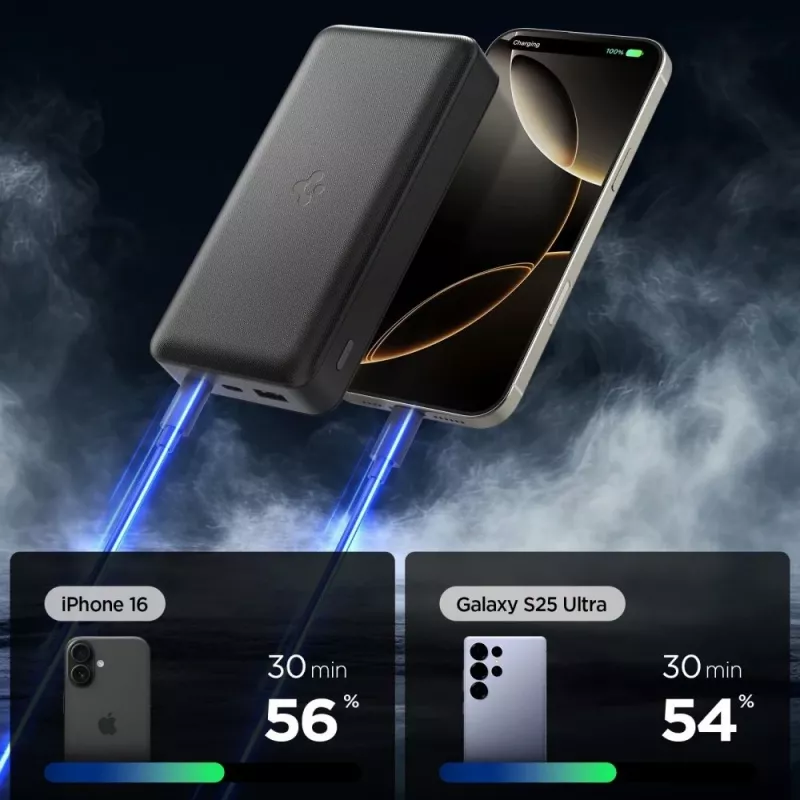 Spigen EA3020 Batería Externa 20000 mAh 30W Negra