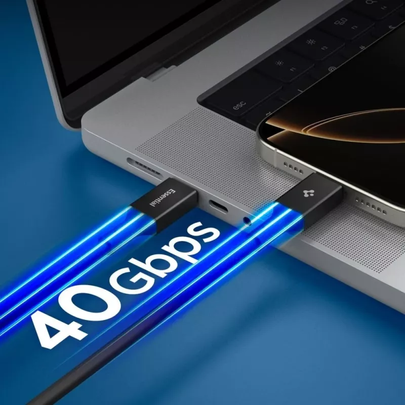 SPIGEN EB24012CC Cable Essential USB-C a USB-C 240W 120cm Negro