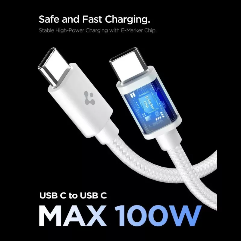 SPIGEN EE451EU Cargador de Red Essential de 1 Puerto 45W + Cable USB-C Blanco