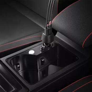 Spigen Essential EV1133 Cargador de Coche de 3 Puertos 113W Negro con Cable USB-C de 100W 1m