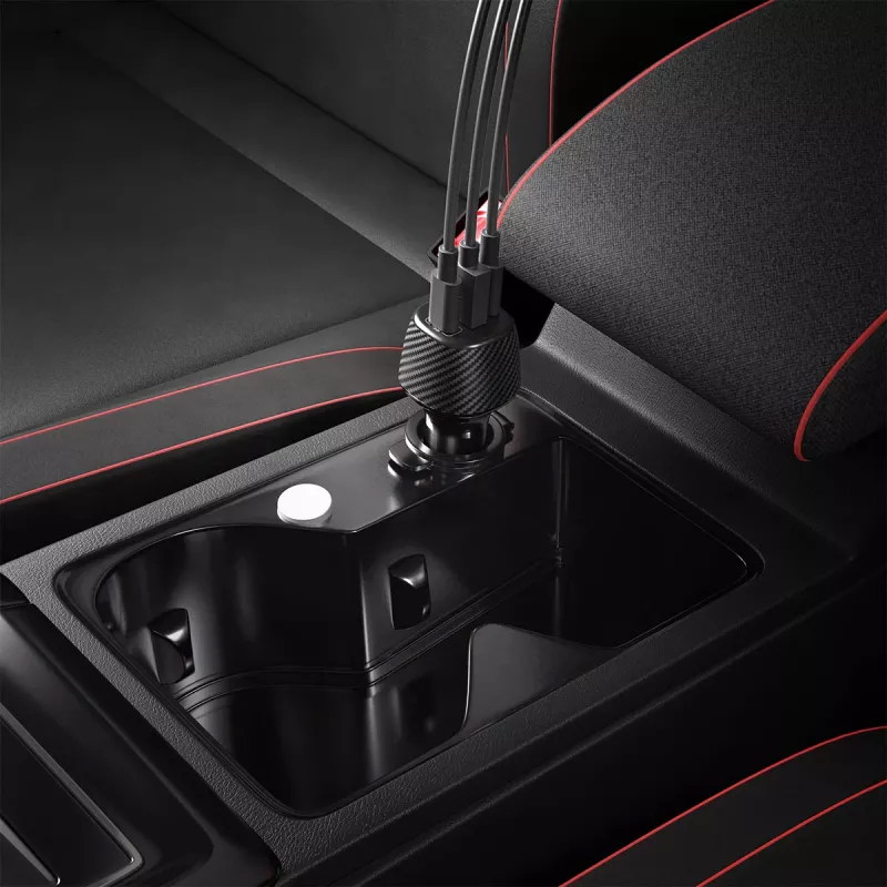 Spigen Essential EV1133 Cargador de Coche de 3 Puertos 113W Negro con Cable USB-C de 100W 1m