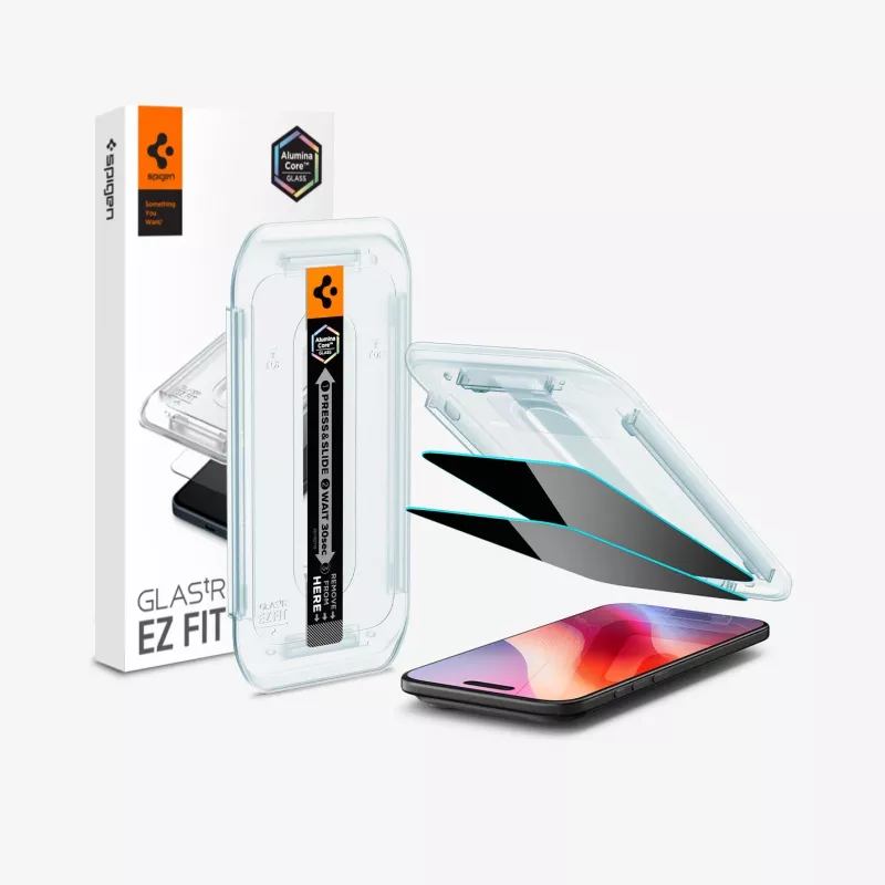 Spigen Glas.tR EZ Fit AC Protector de Pantalla con Privacidad para iPhone Air (pack de 2)