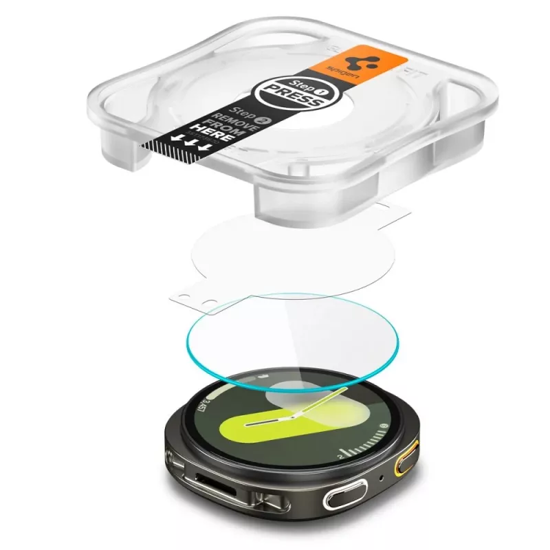 Spigen GLAS.tR EZ Fit Protector de Pantalla de Cristal para Samsung Galaxy Watch 8 / Watch 9 (40 mm), 2 unidades (AGL09874)