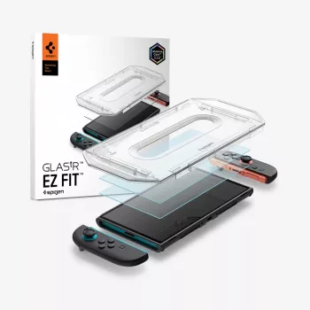 Spigen Glas.tR EZ Fit pack de 2 protector de pantalla de cristal templado para Nintendo Switch 2 Clear