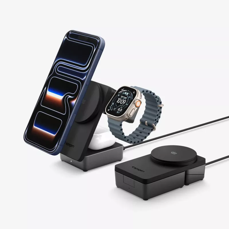 SPIGEN EF323MQ Essential cargador inalámbrico magnético MagSafe 3 en 1 25W Qi2 Black