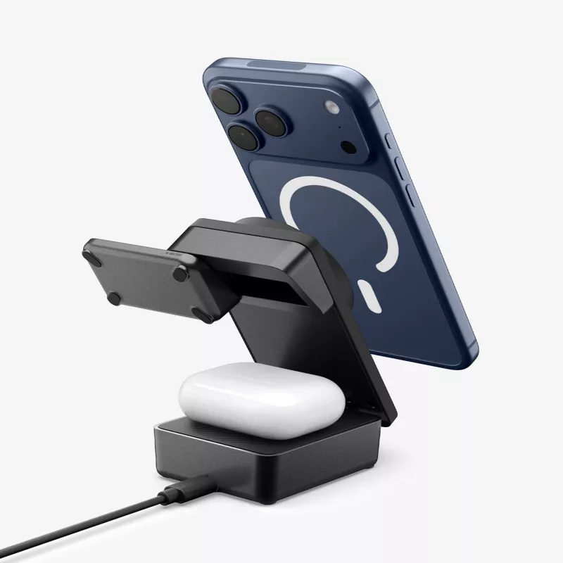 SPIGEN EF323MQ Essential cargador inalámbrico magnético MagSafe 3 en 1 25W Qi2 Black
