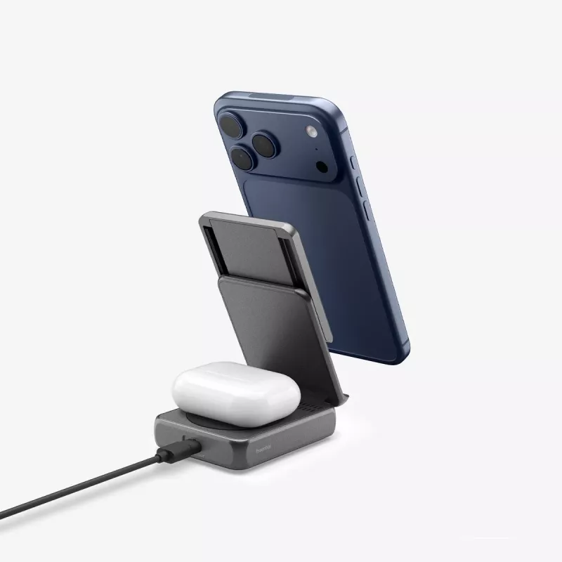 Spigen Essential Qi2 soporte de carga inalámbrica 2 en 1 25W MagSafe Black