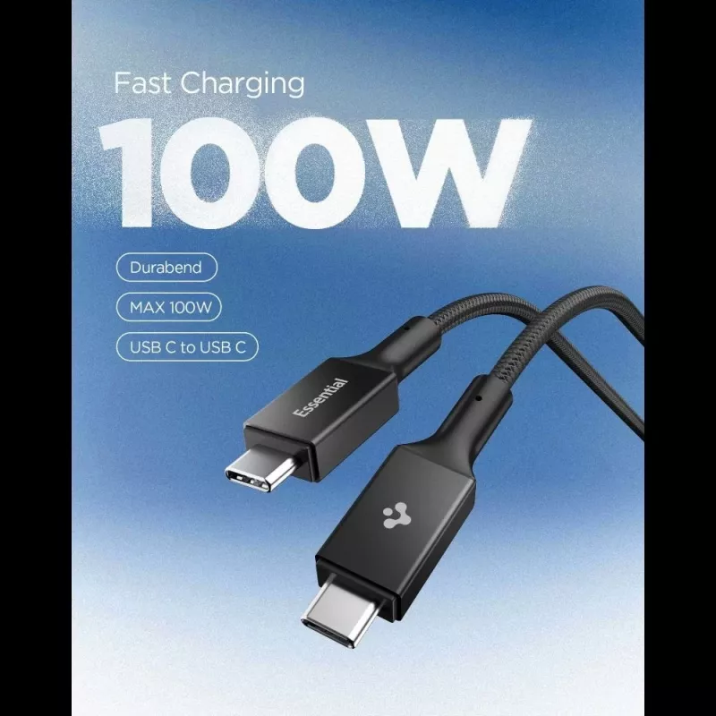 SPIGEN EB10015CC Essential cable USB-C a USB-C 100W 150cm negro