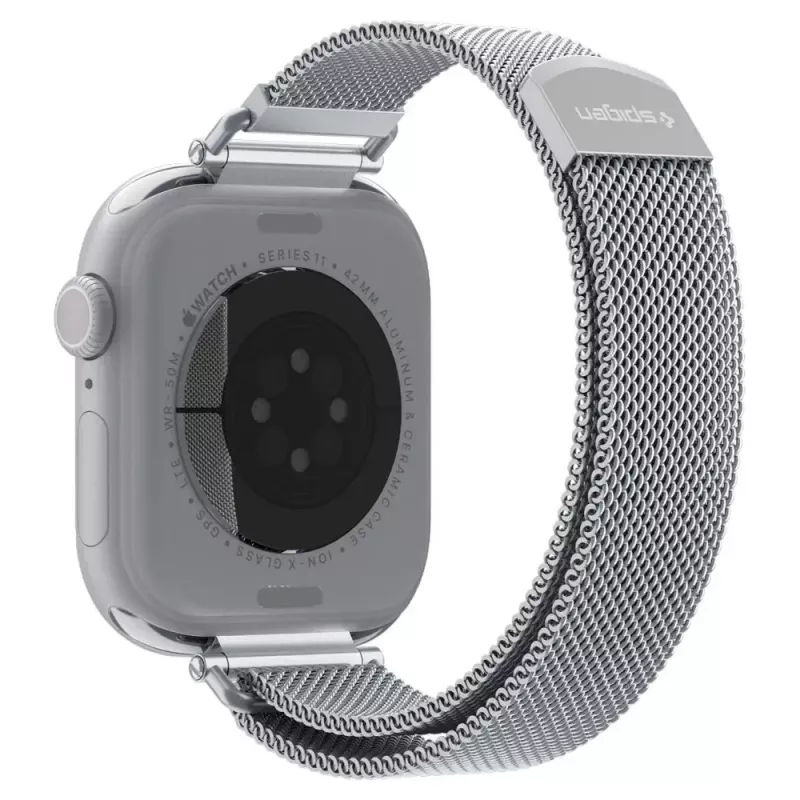 Spigen WBM4 correa de acero inoxidable para Apple Watch 8/9/10/11/SE (40/41/42mm) Silver