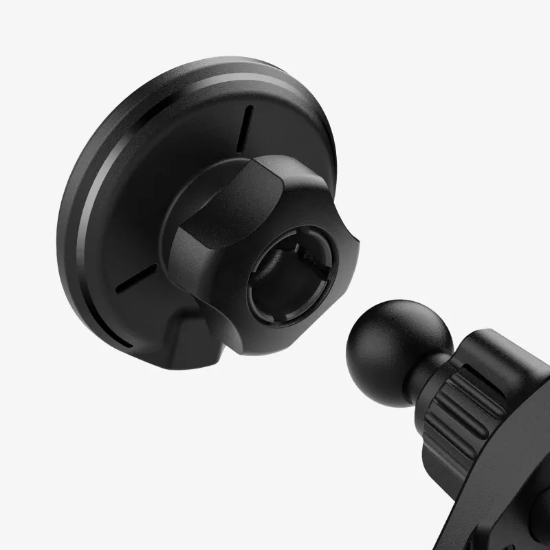SPIGEN EV15MAQ Essential soporte magnético para coche con rejilla MagSafe y cargador inalámbrico 15W Qi2 negro