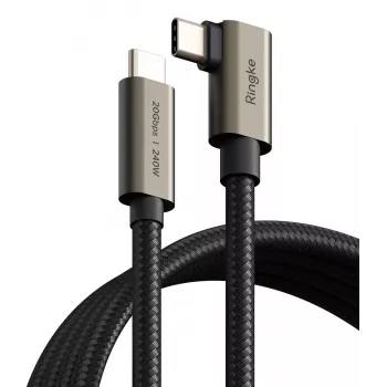 RINGKE Cable USB 3.2 Gen 2x2 Type-C 90 grados PD 240W 200cm Negro