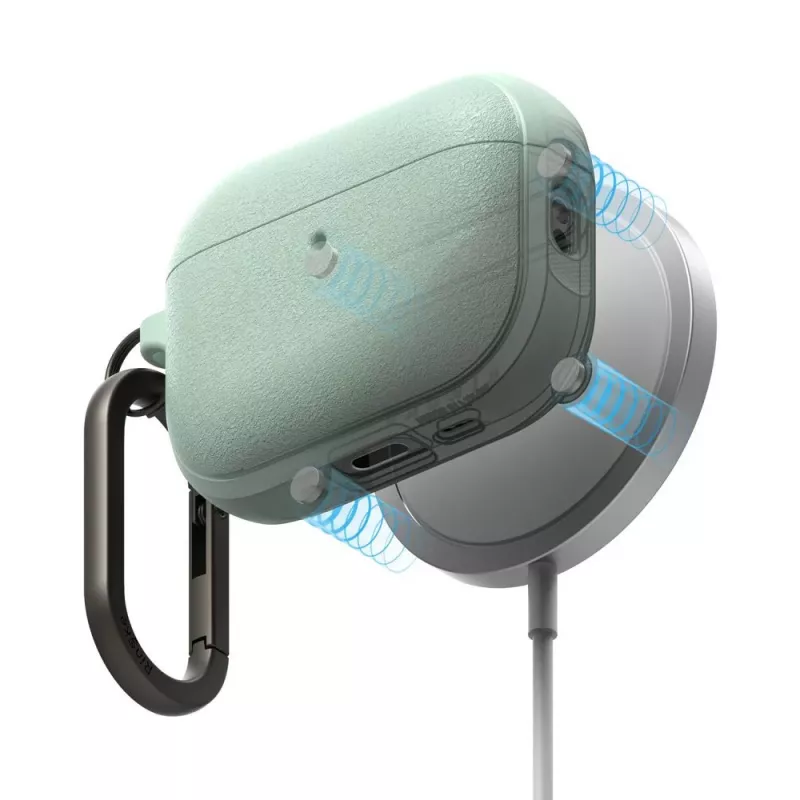 Funda Ringke Onyx Magnetic para Apple AirPods Pro 3, compatible con MagSafe, con mosquetón, verde menta