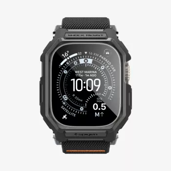Funda Spigen Rugged Armor y cristal templado para Apple Watch Ultra 1 / 2 / 3 (49 mm) Matte Black