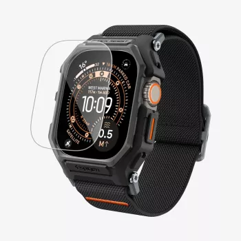 Funda Spigen Rugged Armor y cristal templado para Apple Watch Ultra 1 / 2 / 3 (49 mm) Matte Black