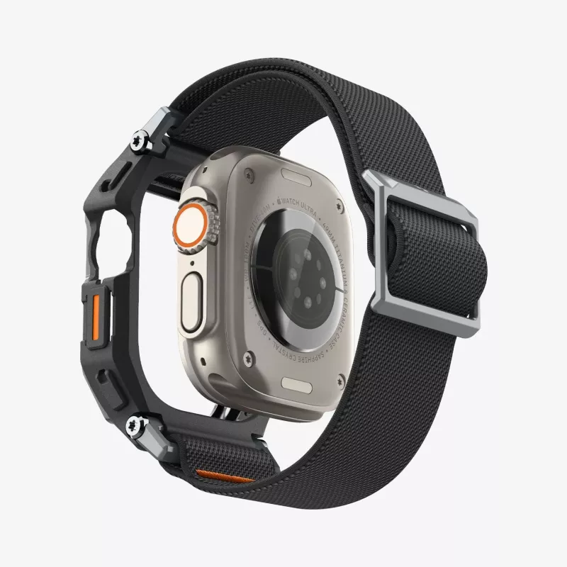 Funda Spigen Rugged Armor y cristal templado para Apple Watch Ultra 1 / 2 / 3 (49 mm) Matte Black