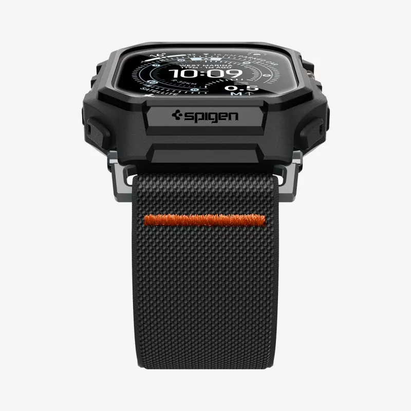 Funda Spigen Rugged Armor y cristal templado para Apple Watch Ultra 1 / 2 / 3 (49 mm) Matte Black