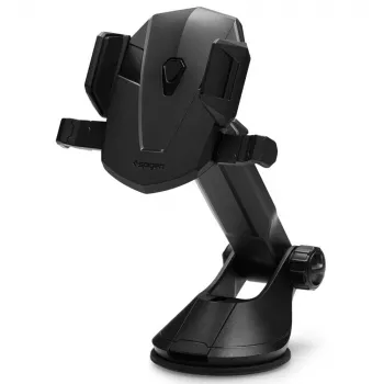Spigen Car Mount Holder TS35 Kuel Series - Soporte universal para smartphone con ventosa, brazo telescópico, giro 360°, negro