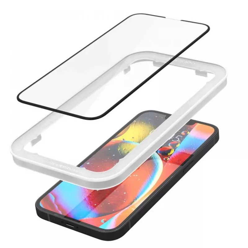 Spigen AlignMaster Glass Protector de pantalla de cobertura total para Apple iPhone 13/13 Pro/14/16E/17E Negro (pack de 2)