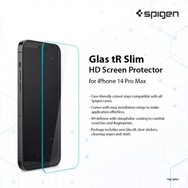 Spigen Glas tR Slim HD Protector de pantalla para Apple iPhone 14 Pro Max, cristal templado, dureza 9H, resistente a arañazos, transparente, 1 pack