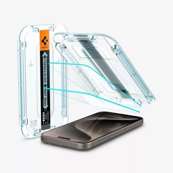 Spigen GLAS.tR EZ FIT pack de 2 protector de pantalla de cristal templado para iPhone 15 Pro