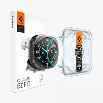 Spigen Glas.tR EZ Fit Protector de Pantalla de Vidrio Templado para Samsung Galaxy Watch Ultra (47mm) - Pack de 2 - Transparente