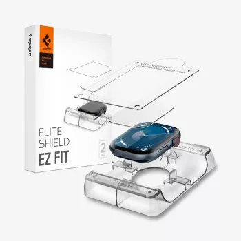 Spigen Elite Shield EZ Fit Protector de Pantalla de Vidrio Híbrido Pack de 2 para Apple Watch 10 (46 mm) Transparente