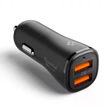 SPIGEN Essential EV302 Cargador de Coche 2 Puertos 30W Negro