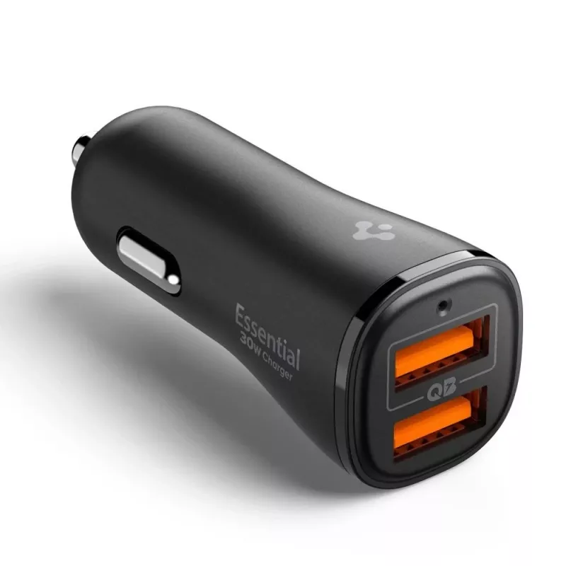 SPIGEN Essential EV302 Cargador de Coche 2 Puertos 30W Negro