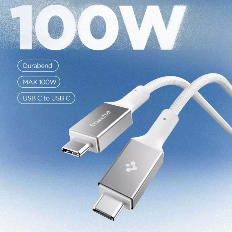 Spigen Essential Cable USB-C a USB-C 100W 1m Blanco