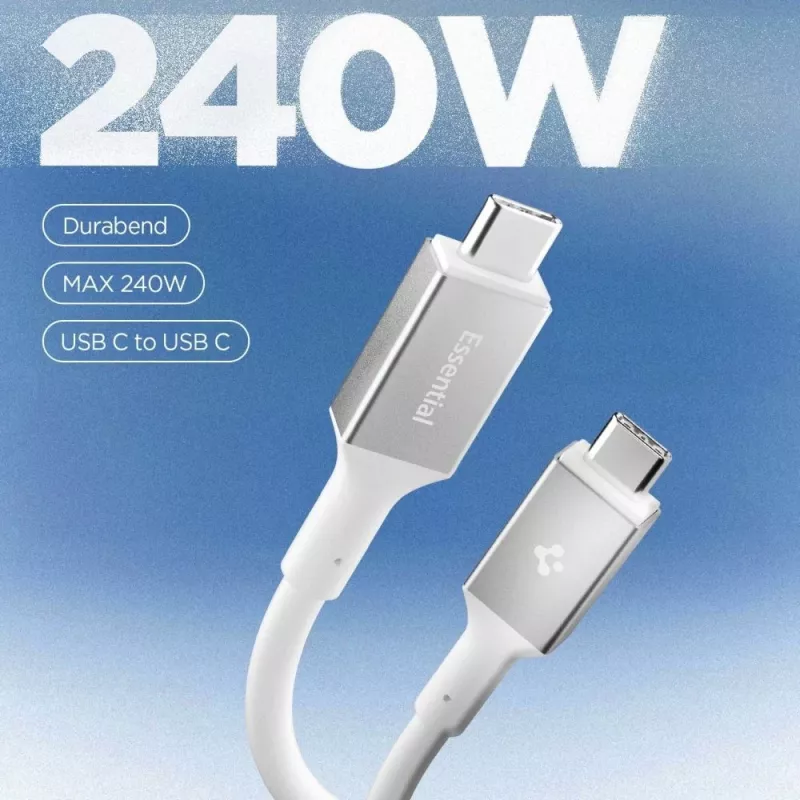 SPIGEN Essential Cable USB-C a USB-C 240W 120cm Blanco