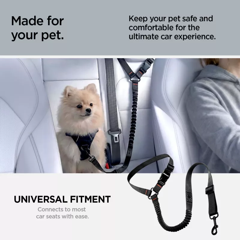 SPIGEN PS100 Soporte Universal para Cinturón de Seguridad del Coche para Mascotas Negro