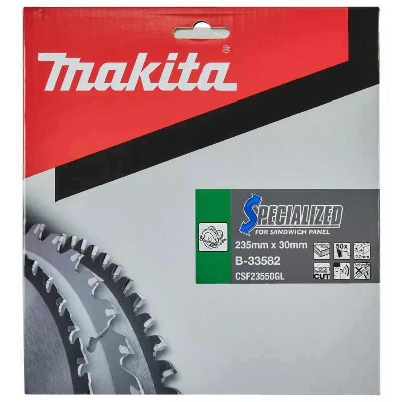 Makita Specialized B-33582 hoja de sierra circular para paneles sándwich, 235 x 30 mm, 50 Z