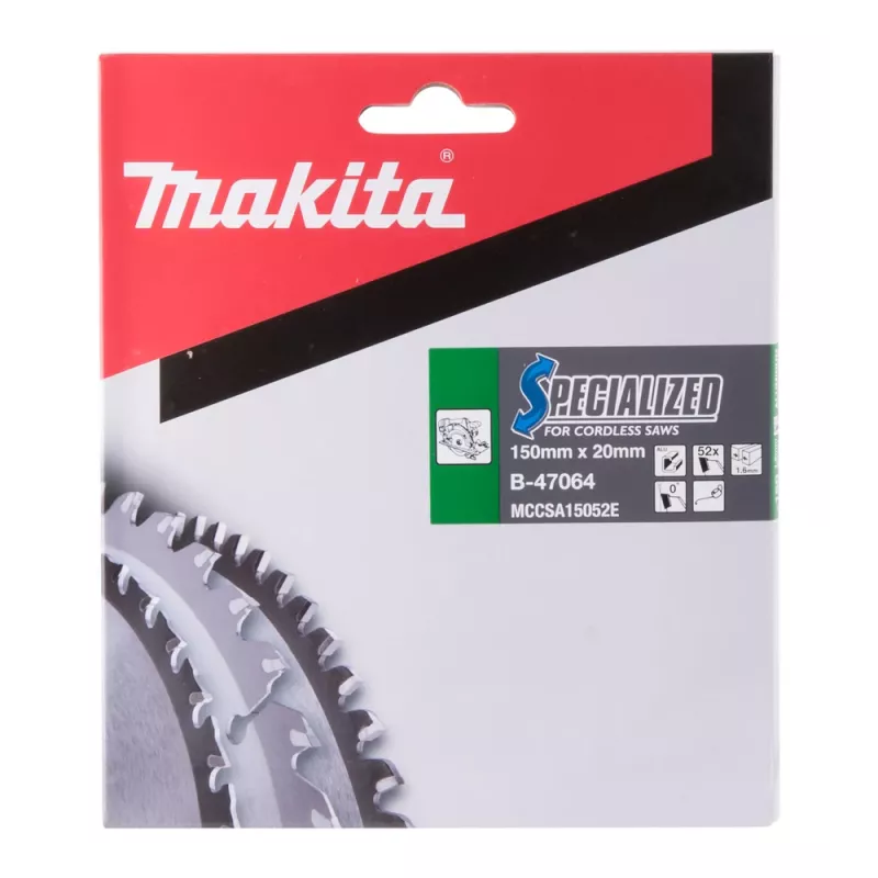 Makita Specialized B-47064 hoja de sierra circular para aluminio, 150 x 20 mm, 52 Z