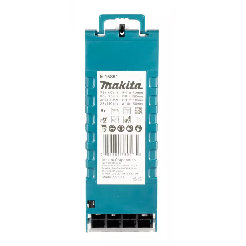 Makita E-15861 Set de brocas martillo SDS-Plus 8 piezas, con punta de carburo