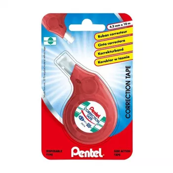 Pentel cinta correctora XZTN14BW 4,2 mm cinta blanca dispensador azul/verde transparente recargable