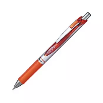 Pentel EnerGel Xm bolígrafo de gel retráctil - tinta naranja - 0.35 mm - cuerpo plateado con detalles naranjas - agarre de goma - cuerpo redondo